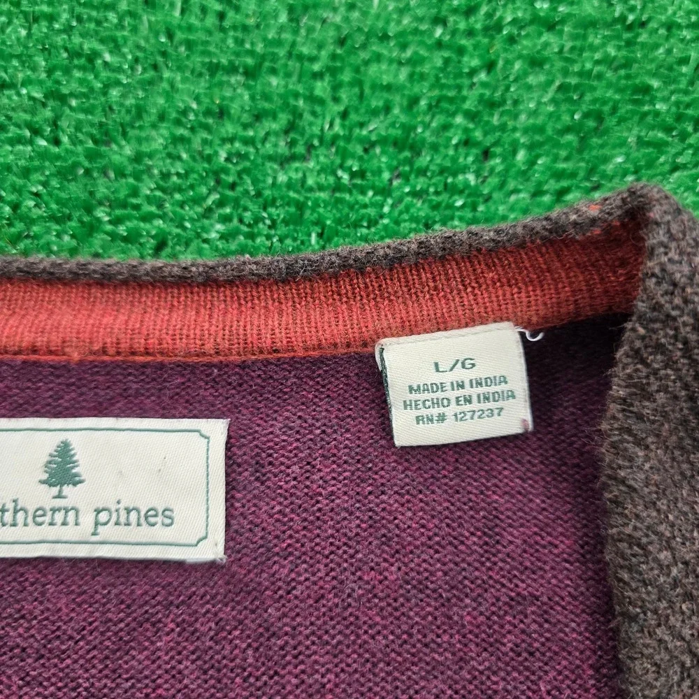 Southern Pines Cardigan Sweater Mens Large Burgundy Button Up Preppy Casual‎